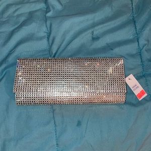Silver Diamanté Clutch Chain Bag
